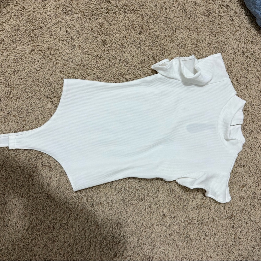 White Ruffle Sleeve Top - Picture 2 of 3